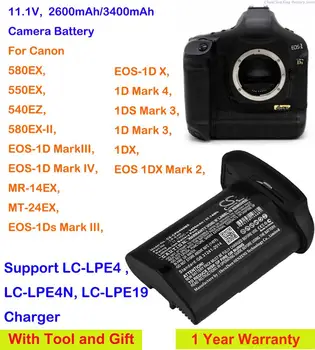 OrangeYu 2600mAh/3400mAh Kameras Akumulators LP-E4N Canon 580EX II,580EX,550EX,540EZ,MR-14EX,MT-24EX,1DX,1DS Mark 3,580 EX-II