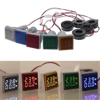 Kvadrātveida LED Digitālo Ammeter Voltmetrs Ammeter AC60-500V AC 0-100A AD16-22FVA Spēcīgs Tabula Strāvas Sprieguma Testeris Mērītājs