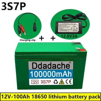100New 12V 3S7P Litija Jonu Battery100Ah Ir Piemērots Āra Apgaismojums Lauksaimniecības Smidzinātājs Skaņu Rezerves Akumulators+ Lādētājs