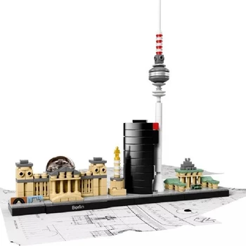 Berlīnes Pilsētas Arhitektūras Skyline Celtniecības Bloki, Iestatiet Tower Ķieģeļu Celtne Pilsētā Street View Montēt Rotaļlietas Bērniem Dāvanas