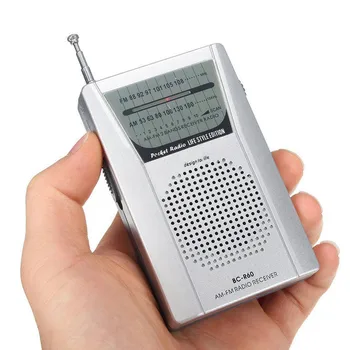 BC-R60 Kabatas Radio Teleskopisko Antenu Mini AM/FM 2-Joslu Radio Pasaulē Uztvērējs ar Skaļrunis, 3,5 mm Austiņu Ligzda Portatīvie Radio