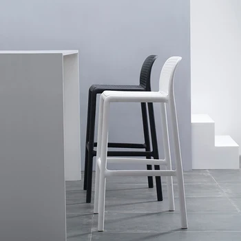 Melna Balta Bāra Krēsls Ar Plastmasas Eiropas Kafejnīca Āzijas Stila Ekskluzīvo Kosmētiku, Vintage Recliner Krēslam Atpūtas Sedia Ūdensizturīgs Mēbeles