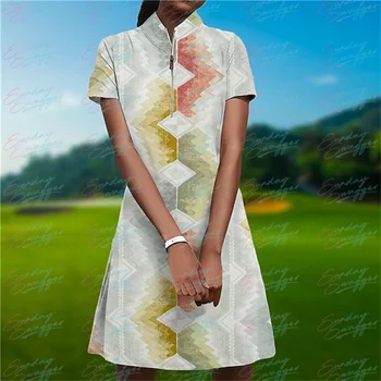 Modes krāsu drukas vasaras sieviešu golfa īsām piedurknēm kleita ikdienas fitnesa elpojošs ātri žāvēšanas sporta kleitu