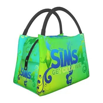 Video Spēle The Sims Plumbob Logo Portatīvie Pusdienas Kaste Sieviešu Ūdensizturīgs Ģimenes Dzīvi, Funny Vēsāks Siltuma Pārtikas Izolētas Pusdienas Soma