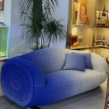 Radošā Gradientu, Krāsu Dīvāns Itālijas Gaismas Luksusa Dzīves Telpā, Vestibilā Mūsdienu Minimālisma Dubultā Auduma Dīvāns