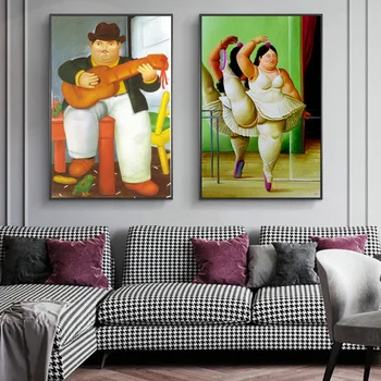 Cilvēks ar Ģitāru, Ar Fernando Botero Slaveno Mākslas Gleznas Bailarina Audekls Mākslas Plakāti Un Izdrukas Klasiskā Bildes Mājas Dekoru