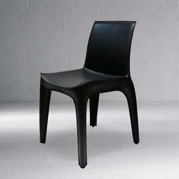 Itālijas ēdamistabas krēsls radošo modes black seglu ādas viesnīca Nordic luksusa krēsls restorānā