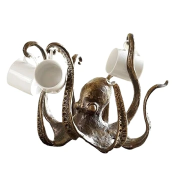 Astoņkāji Kafijas Krūze Turētājs, Retro Stila Sveķu Astoņkāji Tases Turētājs, Krūze Koku Skaitītājs, Juvelierizstrādājumi Karājas Plaukts Bronzas