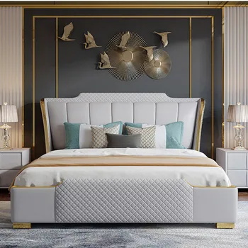daudzfunkciju gulta queen luxury karalis ādas gultas