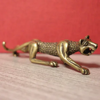 Vintage Brass Leopard Miniatūras Figūriņas Darbvirsmas Rotājumi Skulptūru Dzīvnieku Gepards Modelis Statuja Apdare Amatniecības Piederumi