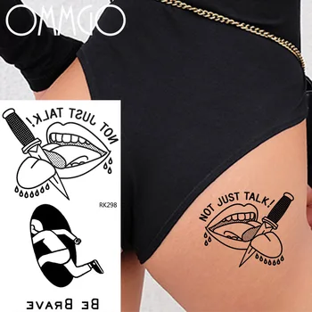 Zēns Lūpām Nazis Mēles Tetovējums Papīra masa Body Art Roku, Kakla Reālistisku 3D DIY Tetovējums Vīriešiem Zēns Ūdensizturīgs Viltus Tetovējumu Uzlīmes