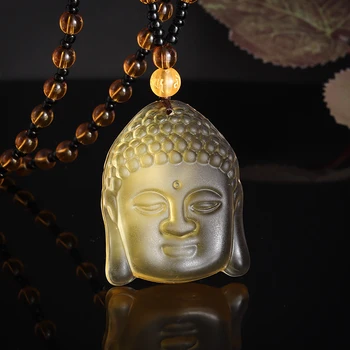 Kristāla Budas Kulons Sakyamuni Budas Galvas Kaklarota Fāzēm Ķēdes Vīriešiem un Sievietēm Budistu Dārgumu Amuletu Piederumi