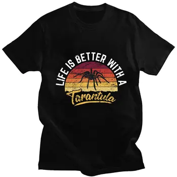 Dzīve Ir Labāka ar Tarantuls Druka T Kreklu Lielgabarīta Vīriešu Vintage Moderns T-krekli, Tīras Kokvilnas Gadījuma Streetwear Unisex t-veida