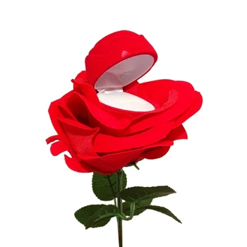Rožu Ziedu Gredzenu Lodziņu Unikālu Kāzu Gredzenu Turētājs Ziedu Saderināšanās Gredzenu Kastē