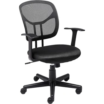 Pamati Acs Vidum Atpakaļ Regulējams Augstums 360 Grādu Grozāms Biroja Galda Krēsls ar roku Balstiem, Melns Spēļu Krēsla, Datora Krēsla