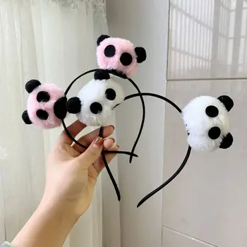 Plīša Panda Galvu Personības Ķīniešu Stilā Karikatūra Hairband Dzīvnieku Lelle Bērniem