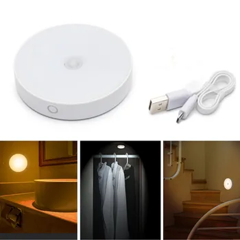 Portatīvo Magnētiskās Pamatnes USB Lādējamu Nakts Gaisma Līmi Led Iekštelpu Dekori Koridora Lampa ABS Guļamistaba Kustības Sensors