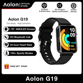 Aolon AMOLED Smart Skatīties 1.78 Collu Izliektu Ekrānu, Bluetooth Zvanu Mūzika Sirds ritma Monitors Sporta Smartwatch Android, iOS