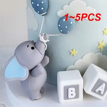1~5GAB Baby Elephant Kūka Topper Lelle Balonu Baby Elephant Bloki Bērnu Pirmās Dzimšanas dienas Kūka Apdare Bērnu Kristīšanas Dzimumu