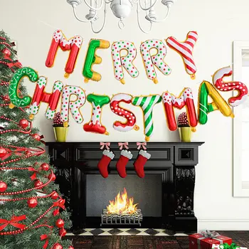 Priecīgus Ziemassvētkus Vēstuli Alumīnija Folija Baloni, Ziemassvētku Rotājumi 2024. Gadam Jauno Gadu Mājās Rotājumi Ziemassvētku Puse, Piederumi