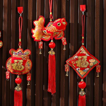 Ķīniešu Jaunā Gada Rotājumi Zivis Laimīgs Soma Red Laimīgs Classic Pavasara Festivāls Kulons Nelielu Kulonu Dzīves Telpu Dekorēšana