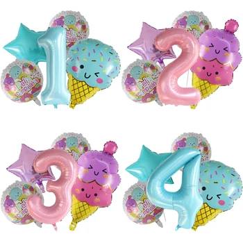 5 Gab 40 Collu Numuru Gudrs saldējums un Hēlija Balonu Komplekts Dzimšanas dienas svinības Apdare Piederumi Bērnu Rotaļlietas Bērnu Duša