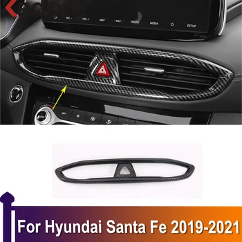 Par Hyundai Santa Fe 2019-2021 Oglekļa Šķiedras Centrs Kontroli, Automašīnas Salona Gaisa Kondicionēšana Ventilācijas Apdares Vāka Uzlīme Piederumi