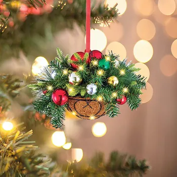Ziemassvētku Koka Ziedu Grozs Karājas Ziemassvētku Eglīšu Rotājumi, Priežu Čiekuru Pendents Mājās Ziemassvētku Rotājumi 2024 Jaunā Gada Dāvanas