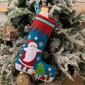 Jaunu Ziemassvētku Rotājumu Radošā Sarkanā, Zilā Santa Zeķes neaustu Ziemassvētku Zeķes Dāvanas