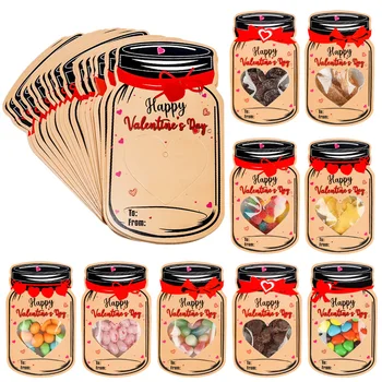 50 Gabals Candy Jar Valentīna Kartītes Ar Dobi Sirds Formas Ideāls Pulcēšanās Skolas Izklaides Konfektes, Kas Nav Iekļauti