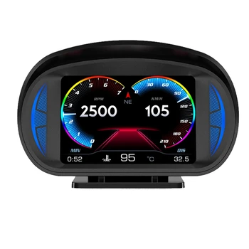 P2 Auto HUD (Head-Up Display OBD GPS Transportlīdzekļu Ātruma Un Slīpuma Mērītāju, Ūdens Temperatūru Un Degvielas Patēriņu Melns