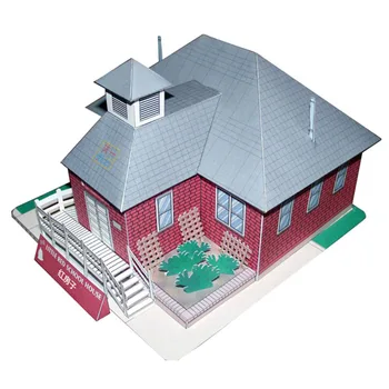 Sarkanā Villa Māja 3D Papīra Paraugs DIY Izglītības, Bērnu Un Vecāku Rokdarbu Kursu Origami Papercraft Rotaļlietas