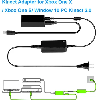 Kinect Pārveidotāja Adapteris priekš Xbox One X/ Xbox Viens S/ Logā 10 GAB Kinect 2.0 Sensora Strāvas Padeve AC Adapteris Rezerves Komplekts