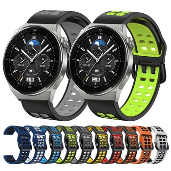 Sporta Mīksta Silikona Dubultās Sprādzes Siksnu Huawei Skatīties GT3 Pro Watch3 GT2 2e 46mm Aproce Watchband datumi