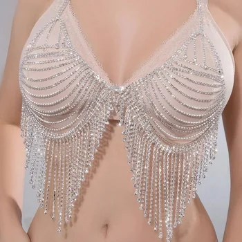 2023 Sieviešu Modes Y2K Gothic kristāla bling Rhinestone Vakara Puse Mirdzēt Bikini Top
