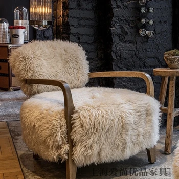 Pielāgota Ziemeļvalstu cietu koka imitācijas vilnas atpūtas krēsls, modernu un vienkāršu mazā sadzīves dizaina, slinks atsevišķu dīvāns