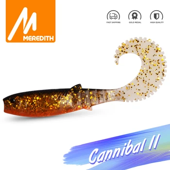 MEREDITH Cannibal Izliektu Asti Mīksto Zvejas Lures Shad Lure 110mm 8.2 g 5gab Traks Jūras Zvejas Bass Mānekļi Zvejas Līdaka