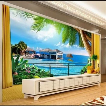 beibehang HD Seaview 3D estētikas telpa, dzīvojamā istaba murals TELEVIZORA fona tapetes dzīvojamā istabā, guļamistabā sienas papel de parede sala