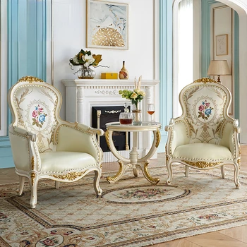 Eiropas Stila Gadījuma Galds un Krēsls Villa Uzņemšanas Krēslu Dzīvojamā Istabā Viena Sēdekļa Dīvāns-Krēsls ar Augstu Muguras Wingback Krēsls